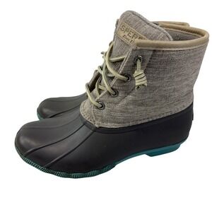 Sperry‎ Women's Size 6.5 WaterProof Duck Boots Gray Lace Up Zip Ankle Boots
